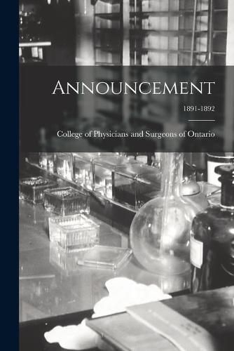 Announcement; 1891-1892