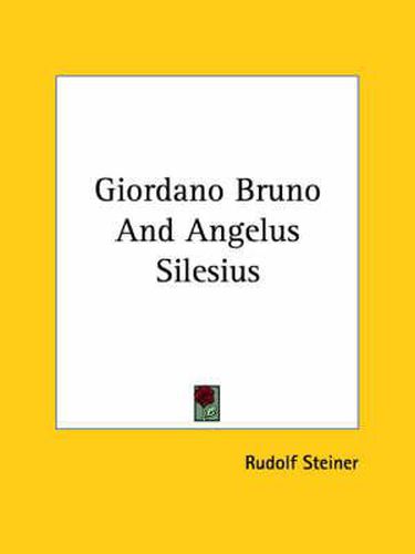 Cover image for Giordano Bruno and Angelus Silesius