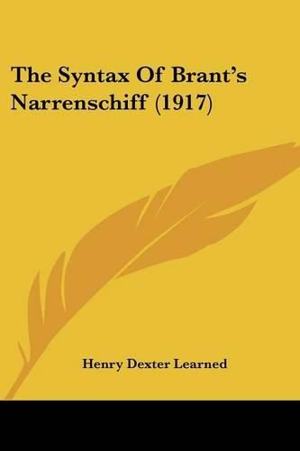Cover image for The Syntax of Brant's Narrenschiff (1917)