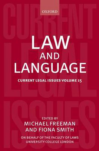 Cover image for Law and Language: Current Legal Issues Volume 15