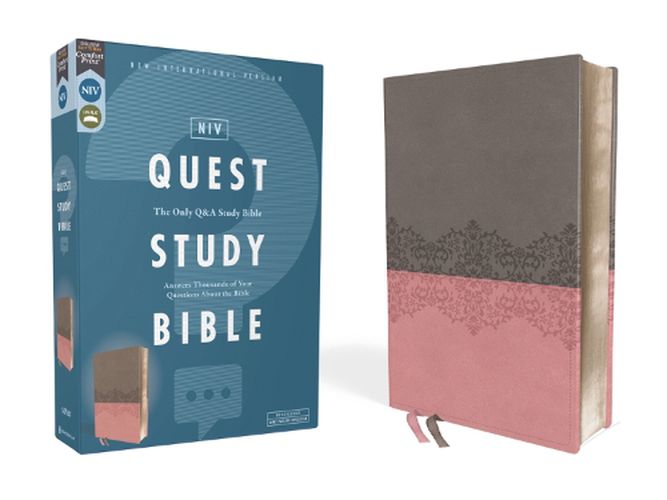 Cover image for NIV, Quest Study Bible, Leathersoft, Gray/Pink, Comfort Print