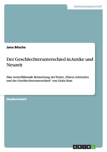Cover image for Der Geschlechterunterschied in Antike und Neuzeit