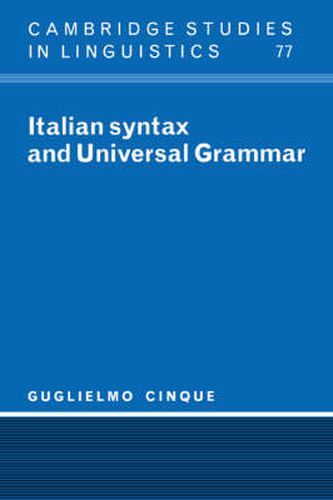 Cover image for Italian Syntax and Universal Grammar