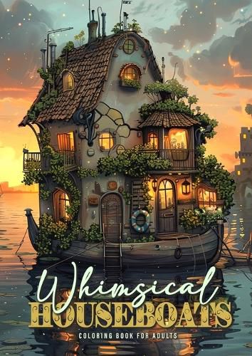 Cover image for Whimsical Houseboats Coloring Book for Adults