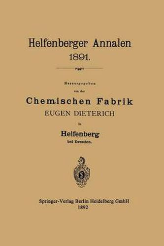 Cover image for Helfenberger Annalen 1891