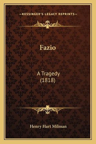 Cover image for Fazio: A Tragedy (1818)
