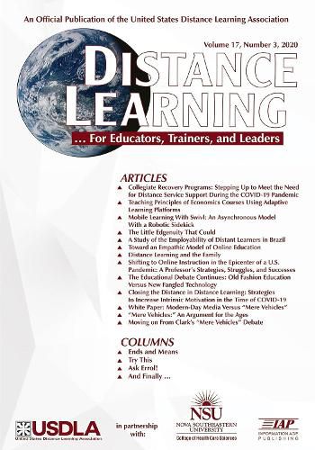 Cover image for Distance Learning Volume 17 Issue 3 2020