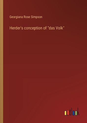 Cover image for Herder's conception of "das Volk"