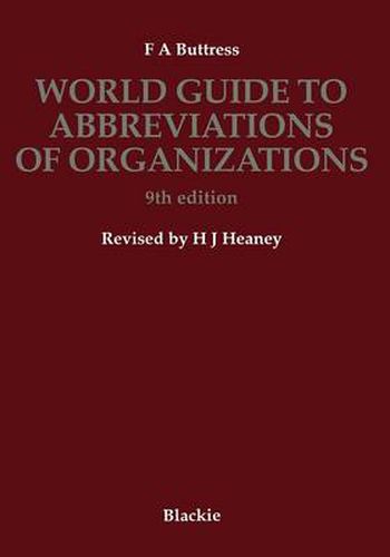 Cover image for World Guide to Abbreviations of Organizations