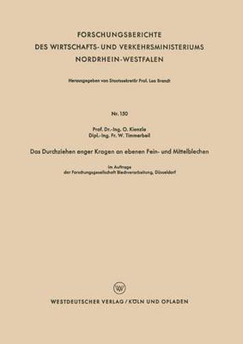 Cover image for Das Durchziehen Enger Kragen an Ebenen Fein- Und Mittelblechen