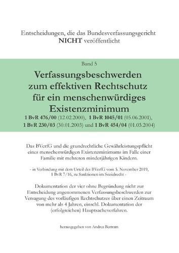 Cover image for Verfassungsbeschwerde zum effektiven Rechtschutz fur ein menschenwurdiges Existenzminimum
