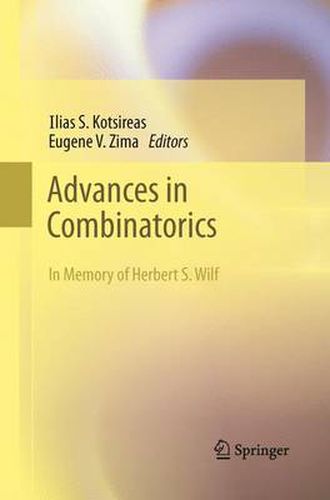 Cover image for Advances in Combinatorics: Waterloo Workshop in Computer Algebra, W80, May 26-29, 2011