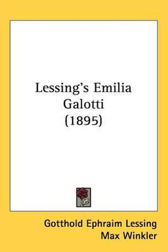 Cover image for Lessing's Emilia Galotti (1895)