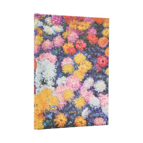 Cover image for 2026 Monet's Chrysanthemums Midi 18-month Horizontal Hardcover Flexi Dayplanner 2025-2026 (Elastic Band Closure)