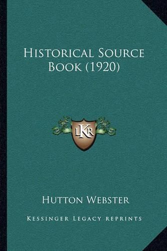 Cover image for Historical Source Book (1920)