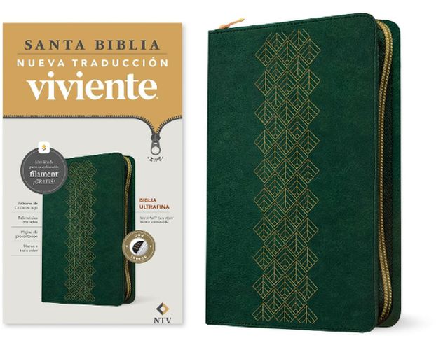Cover image for Biblia Ultrafina Ntv de Ziper, Con Filament (Sentipiel, Verde Esmeralda, Indice, Letra Roja)
