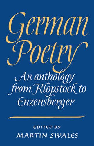 Cover image for German Poetry: An Anthology from Klopstock to Enzensberger