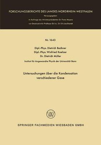 Cover image for Untersuchungen UEber Die Kondensation Verschiedener Gase