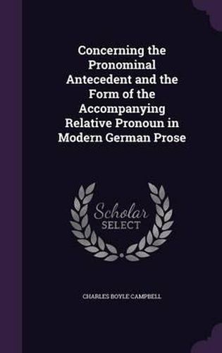 Concerning the Pronominal Antecedent and the Form of the Accompanying Relative Pronoun in Modern German Prose