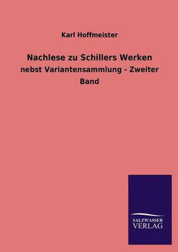 Cover image for Nachlese zu Schillers Werken