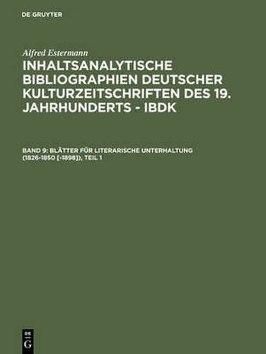 Cover image for Blatter Fur Literarische Unterhaltung (1826-1850 [-1898])