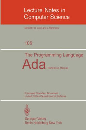 Cover image for The Programming Language Ada: Reference Manual. Proposed Standard Document United States Department of Defense