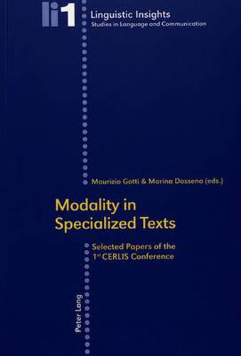 Cover image for Modality in Specialized Texts: Selected Papers of the 1st CERLIS Conference