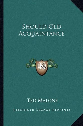 Cover image for Should Old Acquaintance