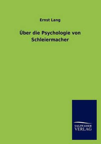 Cover image for UEber die Psychologie von Schleiermacher