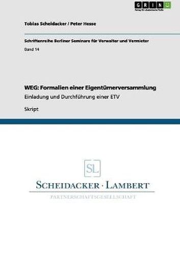 Cover image for Weg: Formalien einer Eigentumerversammlung: Einladung und Durchfuhrung einer ETV