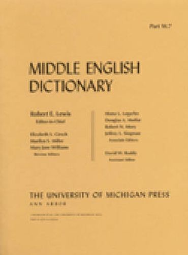 Cover image for Middle English Dictionary: W.7