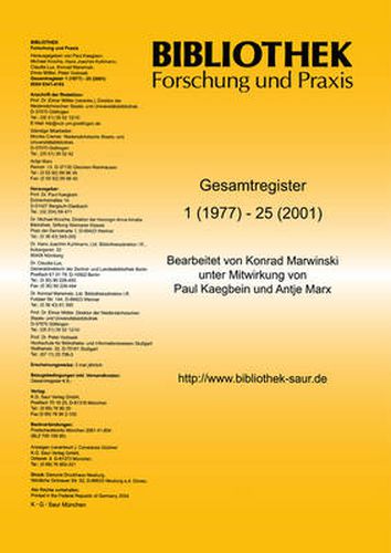 Cover image for Bibliothek - Forschung Und Praxis
