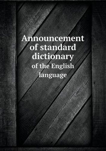 Cover image for Announcement of Standard Dictionary of the English Language