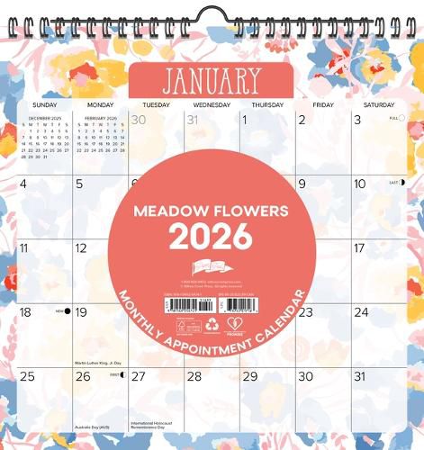 Cover image for Meadow Flowers 2026 12 X 12 Spiral Wall Calendar