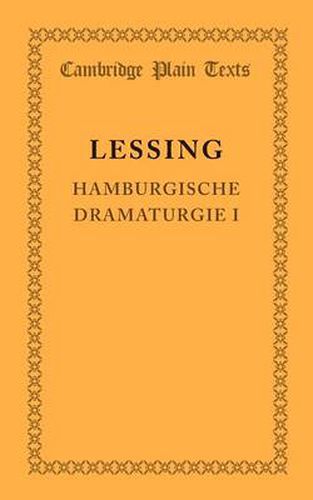 Cover image for Hamburgische Dramaturgie I