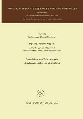 Cover image for Strahllarm Von Triebwerken Durch Akustische Ruckkopplung