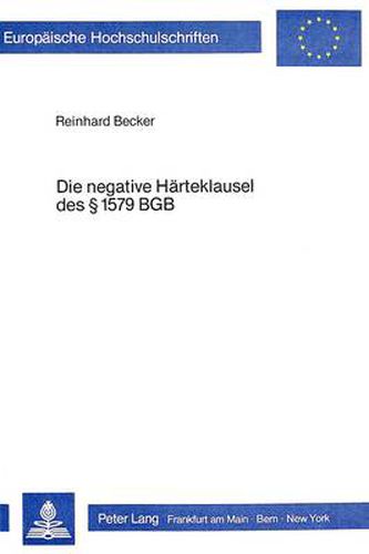 Cover image for Die Negative Haerteklausel Des 1579 Bgb