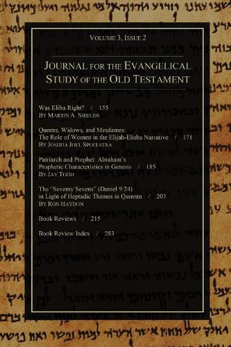 Cover image for Journal for the Evangelical Study of the Old Testament, 3.2