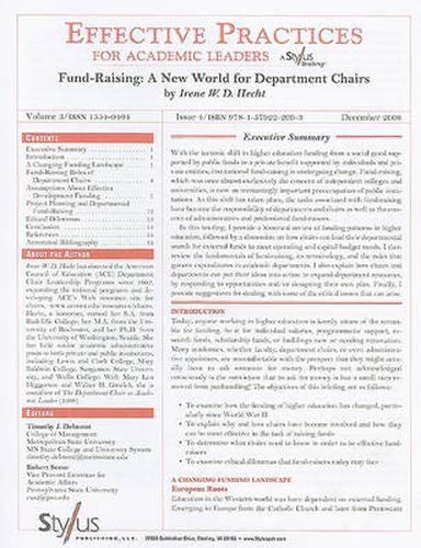 Cover image for Fund-Raising: A New World for Department Chairs: Issue 4