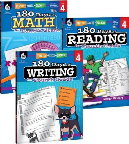 Cover image for 180 Days of Reading, Writing and Math for Fourth Grade 3-Book Set