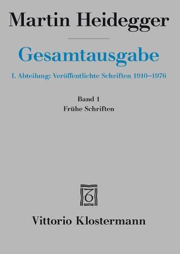 Cover image for Martin Heidegger, Fruhe Schriften (1912-1916)