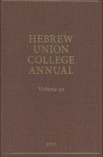 Hebrew Union College Annual Vol. 92 (2021)