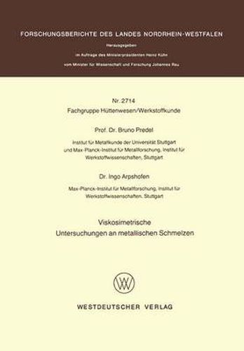 Cover image for Viskosimetrische Untersuchungen an Metallischen Schmelzen