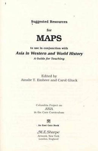 Cover image for Suggested Resources for Maps to Use in Conjunction with Asia in Western and World History: A Guide for Teaching