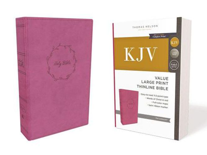 Cover image for KJV, Value Thinline Bible, Large Print, Leathersoft, Pink, Red Letter, Comfort Print: Holy Bible, King James Version