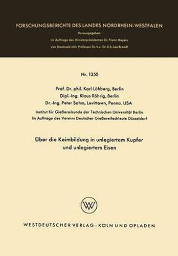 Cover image for UEber Die Keimbildung in Unlegiertem Kupfer Und Unlegiertem Eisen