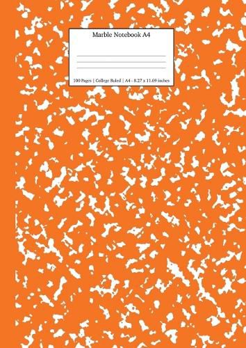 Cover image for Marble Notebook A4: Pumpkin Marble College Ruled Journal