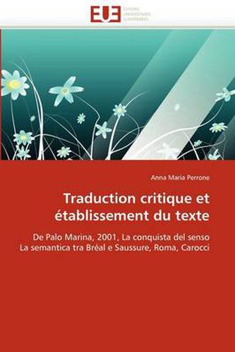 Cover image for Traduction Critique Et Tablissement Du Texte