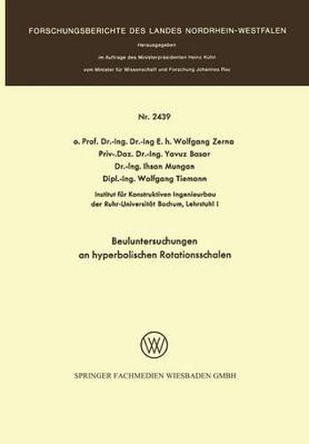 Cover image for Beuluntersuchungen an Hyperbolischen Rotationsschalen