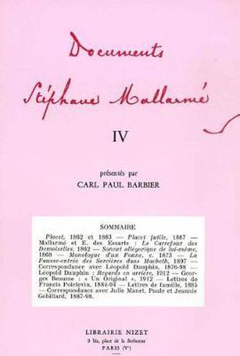 Documents Stephane Mallarme IV